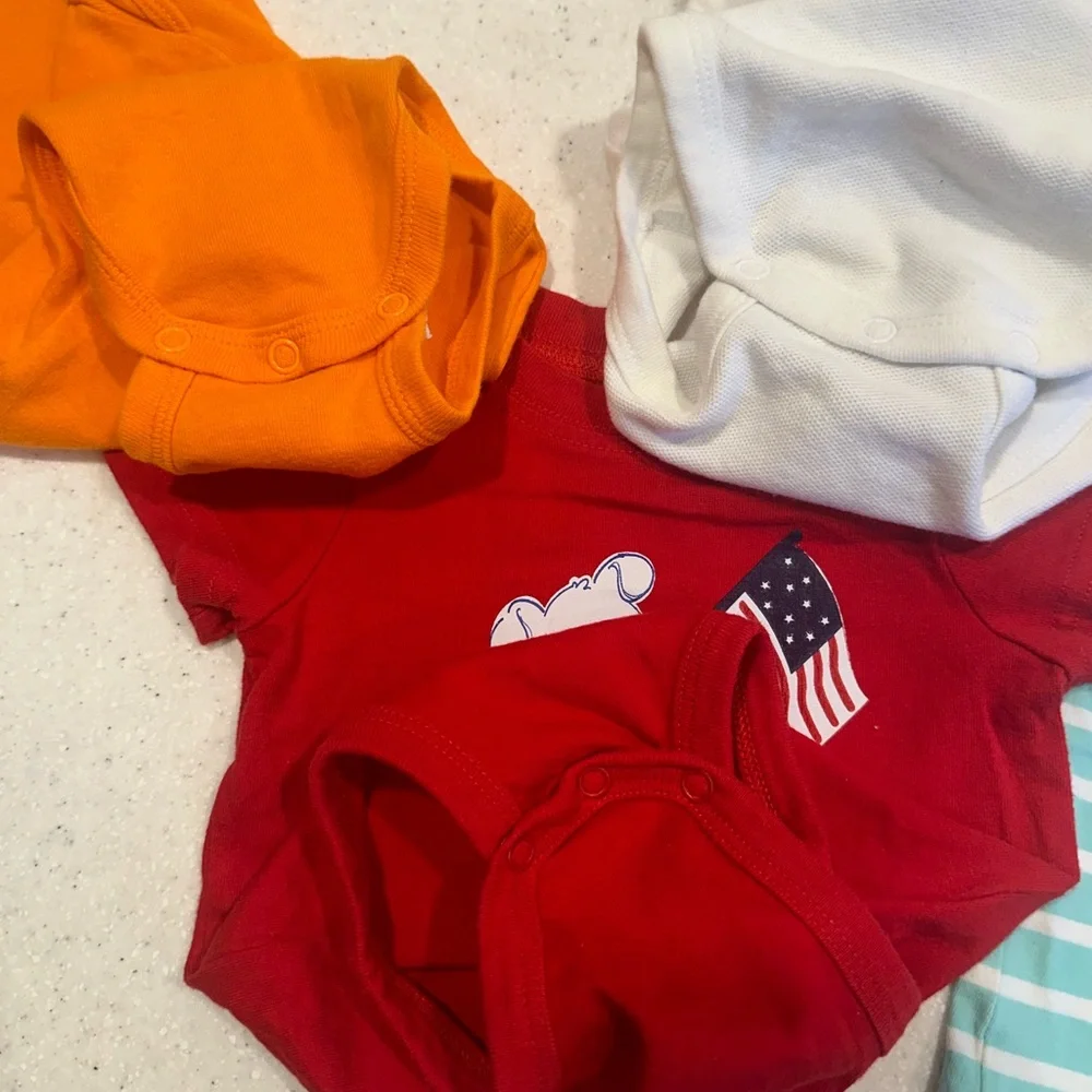 Baby Boy Summer Lot of 6M Clothing! 3 Onesie & 2 Shirts! Carter’s, OshKo…